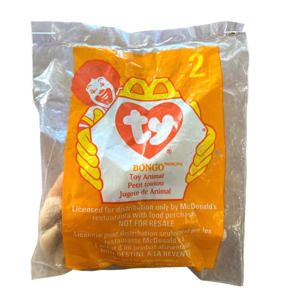 Vintage 1998 NEW IN BAG McDonald’s Ty #2 - Bongo Happy Meal Teenie Beanie Babies
